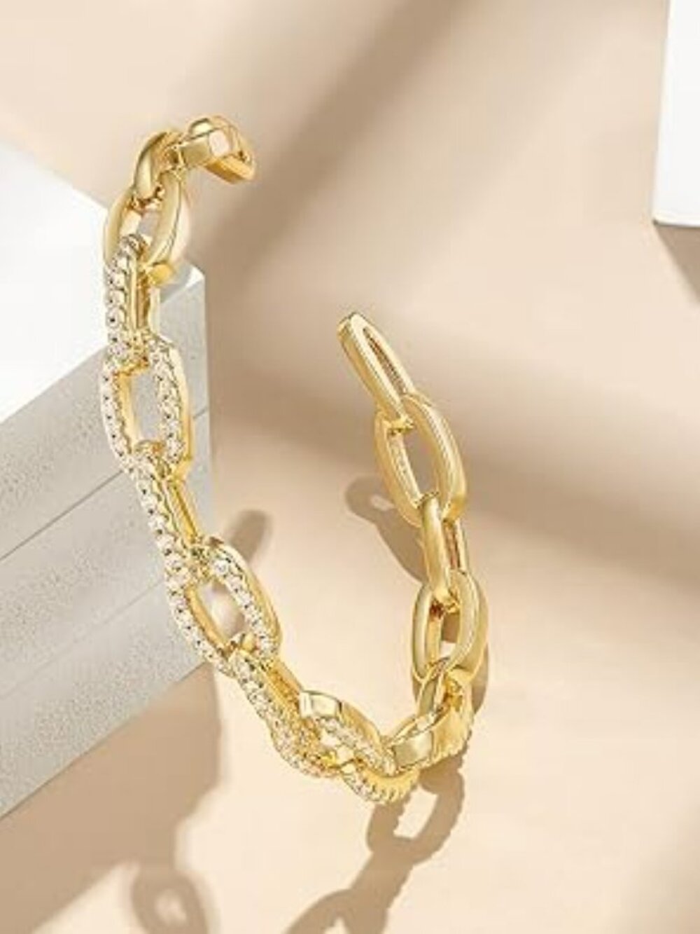 New Gold Cuff Bangle Bracelet 14K Gold Plated Adjustable Open Cuff Bracelet